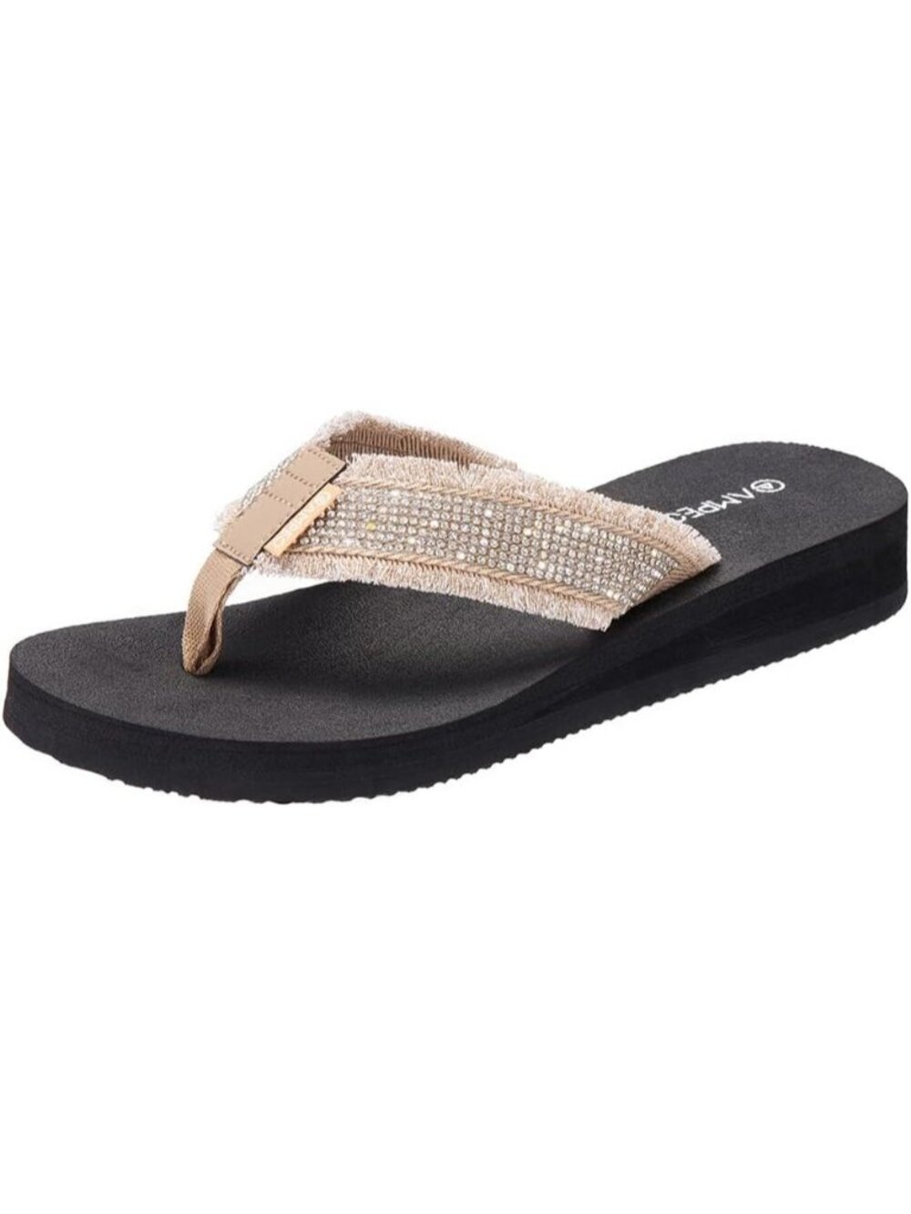 Women's Gemstone Apricot Comfortable Flip Flops Summer Beach Thong Sandals